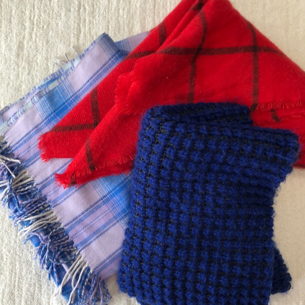 Group of three winter scarves